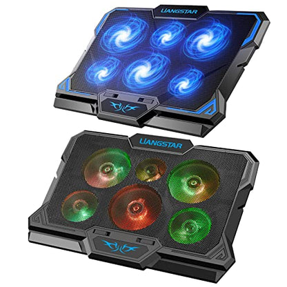 Laptop Cooling Pad, Laptop Cooler with 6 Quiet Led Fans for 15.6-17 Inch Laptop Cooling Fan Stand