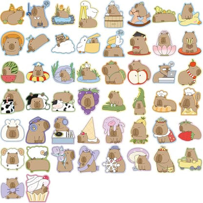 50 Pcs Capybara Stickers - Waterproof Vinyl Removable No Residue Stickers, for Skateboard Fridge Laptop Phone Luggage, Suitable for Kids Girls Adults Boys(Capybara) - color: Capybara