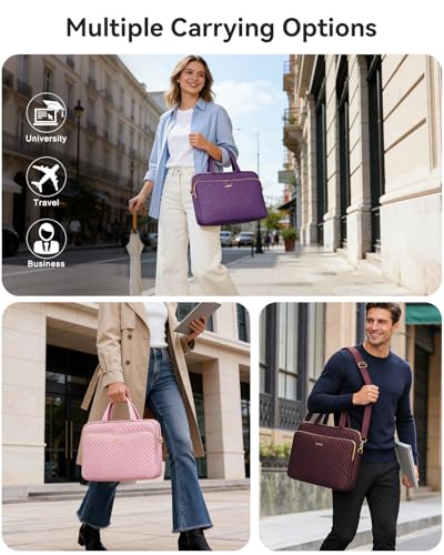 Laptop Case Bag Women Men Computer Sleeve Compatible with MacBook/Dell/HP/Acer/ASUS, Waterproof Shoulder Carrying Briefcase, Red, 14-14.5 Inch - color: Wine Red, size: 14 Inch