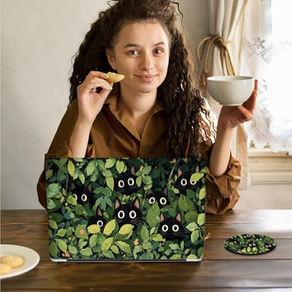 Laptop Skin Sticker Decal 15.6 Inch,12 13 13.3 14 15 15.6 in Laptop Netbook Skins for Notebook,Art Decal Removable Waterproof Scratch Resistant,Universal Vinyl Cover,Cartoon Cat Plant - color: Cartoon Cat Plant