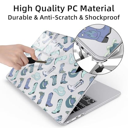 for MacBook Air 13.6 Inch Case M5/M4/M3/M2 2026-2022 Release A3449 A3240 A3113 A2681 Retro Cowgirl Boot Aesthetic Design Crystal Clear Girly Case Laptop Protective Hard Shell Cover - color: Cowgirl Boots