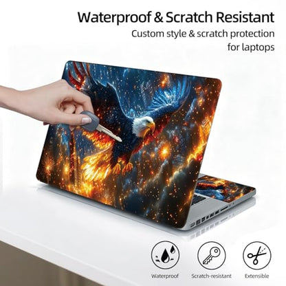 Universal Laptop Skin Sticker Decal, 12"-15.6" Aesthetic Vinyl Wrap, Bald Eagle Flying Galaxy Waterproof Notebook Cover Art Protector for MacBook HP Dell Lenovo, Fits 13" 14" 15" 15.6" - color: Bald Eagle Flying Galaxy