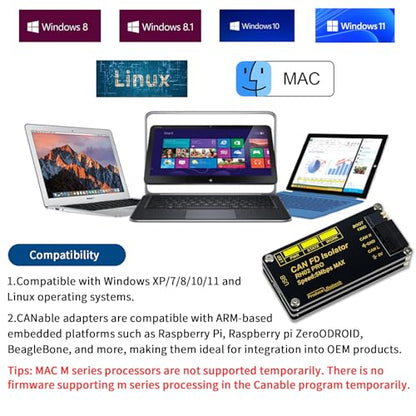 Isolation USB to CAN FD Adapter Converter Up to 5Mbps | Built on Canable 2.0,Signal and Power Isolation,Onboard TVS/ESD/GDT Multi-Protection Circuits