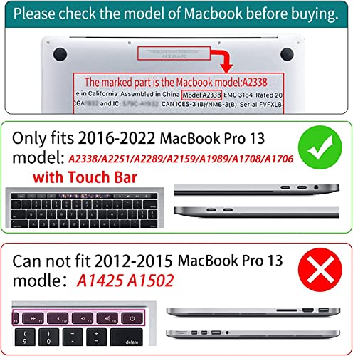Teryeefi for M1 M2 MacBook Pro 13 inch Case 2022 2020-2016 Release (Model A2338 A2289 A2251 with Touch Bar), Plastic Hard Shell Case & Keyboard Cover & Screen Protector, Gold Flowers - color: Gold Flowers