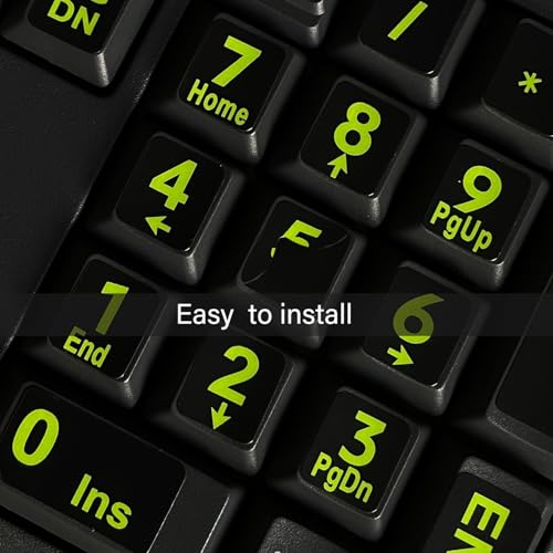 English Keyboard Stickers, Black Background with Yellow Lettering | Big Letter Full Set, Universal PC Computer Laptop Desktop, 2 Pack