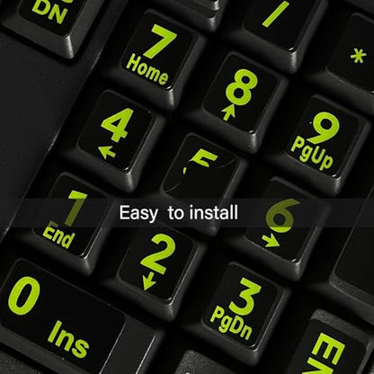 English Keyboard Stickers, Black Background with Yellow Lettering | Big Letter Full Set, Universal PC Computer Laptop Desktop, 2 Pack