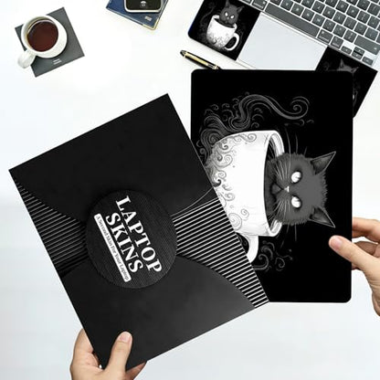 Universal Laptop Skin Sticker with 2 Wrist Pad Decals, 3-Piece Removable Vinyl Laptop Cover, Coffee Cat Waterproof Anti-Scratch, Easy-Trim Fit for 13.3" 14" 15.6" Laptops - color: Coffee Cat