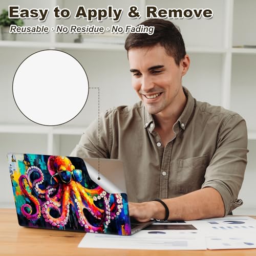 Universal Laptop Skin Sticker, 11-15.6 Inch Reusable Vinyl Laptop Skin Decal, Scratch Resistant Waterproof Cover, Easy to Trim & Apply, Cool Octopus - color: Cool Octopus