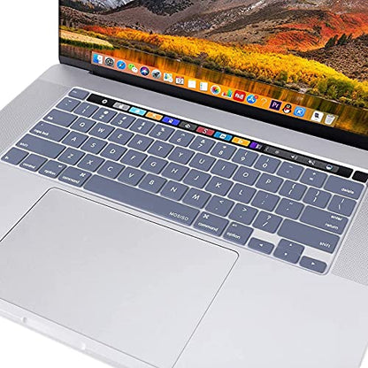 MOSISO Keyboard Cover Compatible with MacBook Pro 13 inch M2 M1 | 2023-2020 A2338 A2289 A2251&Compatible with MacBook Pro 16 2020 2019 A2141 Touch ID, Protective Silicone Skin, Lavender Gray - color: Lavender Gray