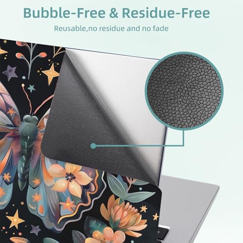 Universal Laptop Skin Decal, 3-Piece Vinyl Protector for 12 13 14 15.6" Notebook, Waterproof Anti-Scratch, Easy Trim & Bubble-Free Finish, Butterfly and Flowers - color: Butterfly and Flowers