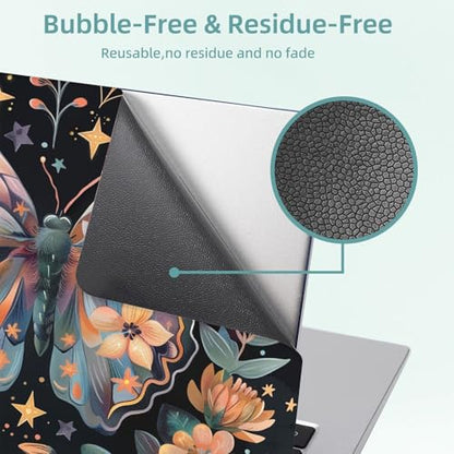 Universal Laptop Skin Decal, 3-Piece Vinyl Protector for 12 13 14 15.6" Notebook, Waterproof Anti-Scratch, Easy Trim & Bubble-Free Finish, Butterfly and Flowers - color: Butterfly and Flowers