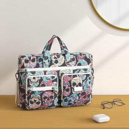 Laptop Shoulder Bag15.6inch women men Waterproof 16inch Computer Bags Women Business Office Work Bag Briefcase 14 inch case - color: Gothic Skull