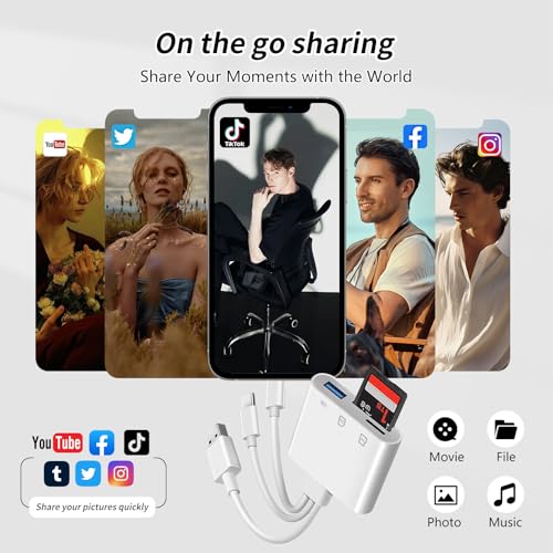 3IN3 SD Card Reader,USB C SD Card Reader,supports SD and MicroSD memory card adapter(includes USB A female port),compatible with flash drives,iPhone 15/16,MacBook,Mac,Trail Camera viewer,Plug and play - size: 3IN3 SD Card Reader