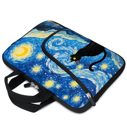 15Inch Laptop Sleeve Carrying Bag with Handle， Front Pocket for Placing Power Adapter and Mouse for men women - color: Cat-1