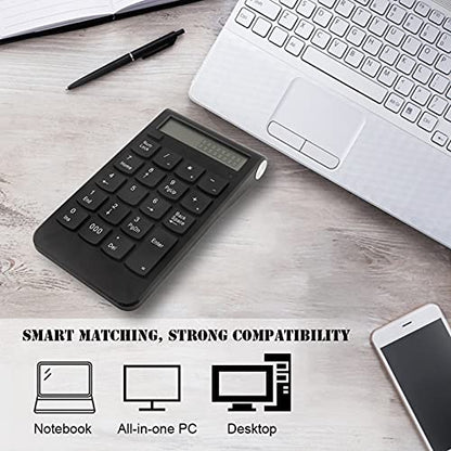Septpenta Wireless Numeric Keyboard, 2.4G Wireless Transmission, 29 Keys Number Keyboard, Portable Keypad, with LCD Display for Microsoft/Android System