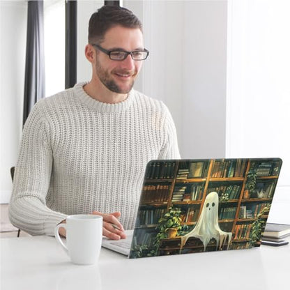Universal Laptop Skin, DIY Cut-to-Fit Vinyl Cover Compatible with HP, Dell, Lenovo, Mac (13.3" to 15.6"), Anti-Scratch, No Residue & Bubble-Free Protective Decal Sticker, Cute Ghost Library - color: Cute Ghost Library
