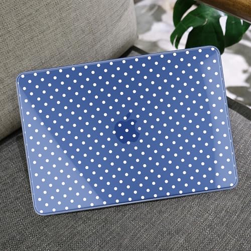 MEEgoodo Printed Case for New MacBook Neo 13 Case inch 2026 Release Model A3404, Laptop Hard Shell with Keyboard Cover & Screen Protector & USB-C Adapter, Indigo & White Polka Dots - color: Indigo & White Polka Dots