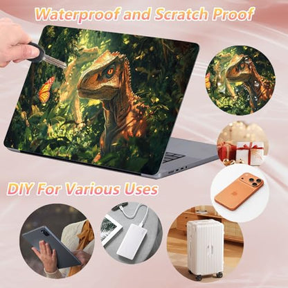Laptop Skin Sticker Decal 12" 13" 13.3" 14" 15" 15.6",Waterproof Scratch Resistant Vinyl,Reusable Easy to Apply,for MacBook HP Dell Notebooks Netbooks Laptop,2 Wrist Pads,Cute Dinosaur Forest - color: Cute Dinosaur Forest