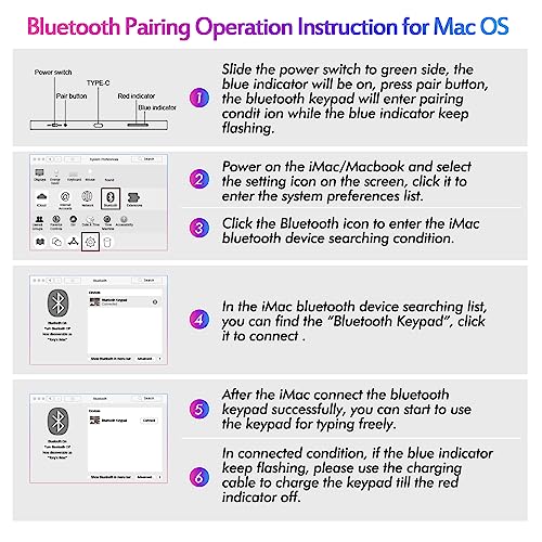 Foloda Bluetooth Number Pad for Laptop, Wireless 10 Keys USB Number Keypad, Rechargeable Numeric Keypad Numpad Extensions Data Entry Keyboard for PC iMac MacBook Notebook - color: Grey