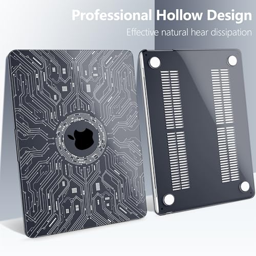 Batianda AstroGrid Case for MacBook Air 13.6" M2-M5 Chip, Circuit Board | 4-in-1 set with circuit board tech design, ultra slim hard shell protection for tech lovers, students and engineers - color: Circuit Board