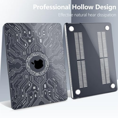 Batianda AstroGrid Case for MacBook Air 13.6" M2-M5 Chip, Circuit Board | 4-in-1 set with circuit board tech design, ultra slim hard shell protection for tech lovers, students and engineers - color: Circuit Board