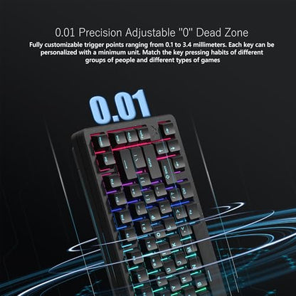 Womier SK75 TMR/HE Keyboard Gaming 75% Hall Effec, Mechanical Keyboard | Rapid Trigger Wireless Custom Magnetic Switch Keyboard with 8000 Hz Hot Swap, BT/2.4G/USB-C with Mac Windows Linux-Aluminum - color: Black