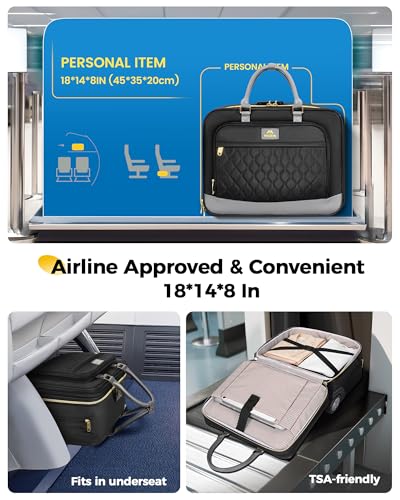 MATEIN Personal Item Rolling Briefcase with Large Wheels, Airline Approved Rolling Laptop Bag Women Men Roller Computer Bag 17.3 Inch, 18x14x8 Anti Theft Underseat Carry On Luggage for Travel Work