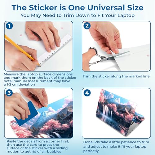 Reusable Universal Laptop Skin Sticker, Cut to Fit for 11.6–15.6 Inch Laptops, Waterproof Protective Film, No-Residue - Mount Fuji - color: Mount Fuji