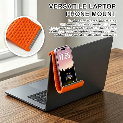 Portable Foldable Silicone Phone Holder, Flexible Silicone Aluminum Airplane Phone Holde,Bendable Rollable Foldable Design, for Phone Tablet Laptop, Portable Ergonomic Holder (Orange)