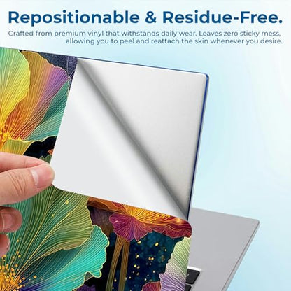 Reusable Universal Laptop Skin Sticker, Cut to Fit for 11.6–15.6 Inch Laptops, Waterproof Protective Film, No-Residue - Colorful Petals - color: Colorful Petals