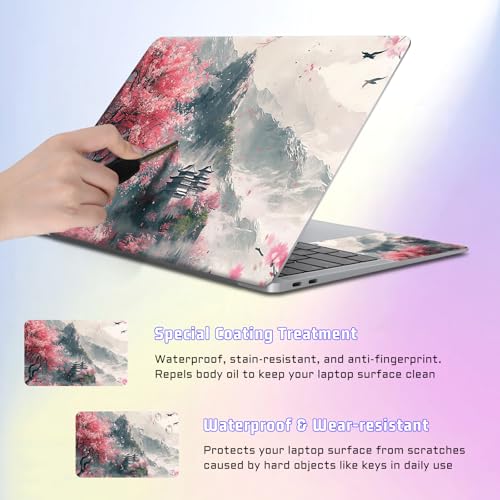 Universal Laptop Skin Sticker Decal, Compatible with MacBook HP Dell Lenovo 12"-15.6", Reusable Vinyl Notebook Cover 3PCS Set, High-Recognition Film- Pink-Japanses Sakura - color: Pink-Japanses Sakura
