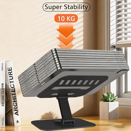 Large Metal Tablet Stand 360° Rotation for 4-16” Tablet, Black | Suitable for All iPad Models, Stability Base, Fully Folded, Easy to Store and Carry, Wide Footrest, Heat Dissipation Design - color: Black