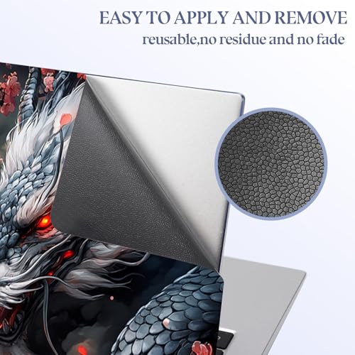 Universal Laptop Skin Sticker Decal,15.6 Inch Laptop Vinyl Cover for 13" 14" 15.6" Laptop,Scratch-Resistant Waterproof Protector Wrap,Reusable with Wrist Pads,Cherry Blossom Dragon - color: Cherry Blossom Dragon