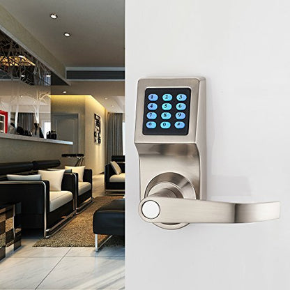 Digital Door Lock,Unlock with Remote Control, M1 Card, Code and Key,Handle Direction Reversible