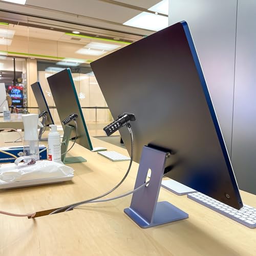 AboveTEK iPad Lock Security Cable w/Adhesive Plates, 6Ft Keyless 4 Digit Combination Tablet Lock Kit, Anti-Theft Hardware Locking Cable for iPhone Cell Phone MacBook Laptop in Showroom Retail Store