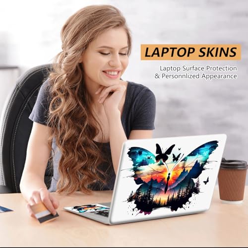 Laptop Skin Sticker for 12.1”-15.6“ Laptops (Fits 13”, 13.3”, 14”, 15”, 15.4”) | Protective Universal Reusable Vinyl Art Decal Cover | Waterproof & Scratch-Resistant-Butterfly Scrap - color: Butterfly Scrap