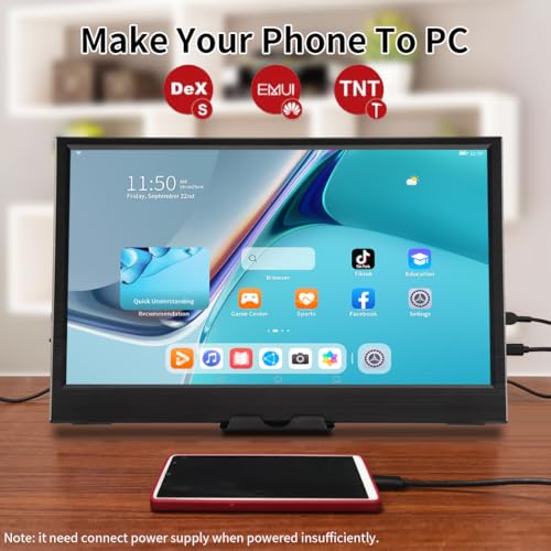 11.6 Inch Portable Monitor, 1366x768 HD IPS Small HDMI Display, Dual USB-C, Low Power External Screen for Laptop PC Mac Switch Rasp Pi Xbox, Lightweight Second Monitor with Stand - size: 11.6”