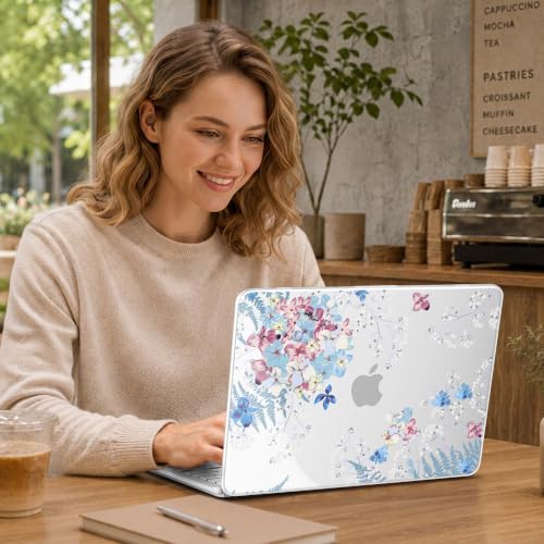 May Chen Compatible with MacBook Neo 13 inch Case 2026 Model A3404, Plastic Hard Shell,Keyboard Cover,Screen Protector,Dust Plug, for MacBook Neo 13" with A18 Pro Chip,Hydrangea - color: Hydrangea
