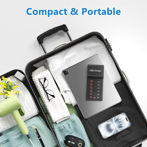 Multi USB Charger USB C Charging Station Block 50W 12 Ports Multiple USB C Hub USB Charging Strip for iPhone 13/14/15/16/Smartphone/Tablet - size: 50W 12 Port B