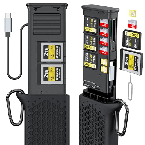 CFexpress Type B Card Reader with Memory Card Storage Case, USB-C 10Gbps High-Speed Reader, Protective Silicone Shell, Portable All-in-One Organizer for Photographers & Videographers - size: Cfexpress-b/Sd/Micro Sd