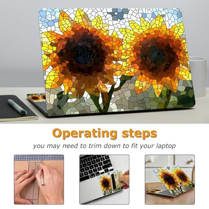 Universal Laptop Skin Sticker with 2 Wrist Pad Decals, 3-Piece Removable Vinyl Laptop Cover, Fragmented Sunflowers Waterproof Anti-Scratch, Easy-Trim Fit for 13.3" 14" 15.6" Laptops - color: Fragmented Sunflowers
