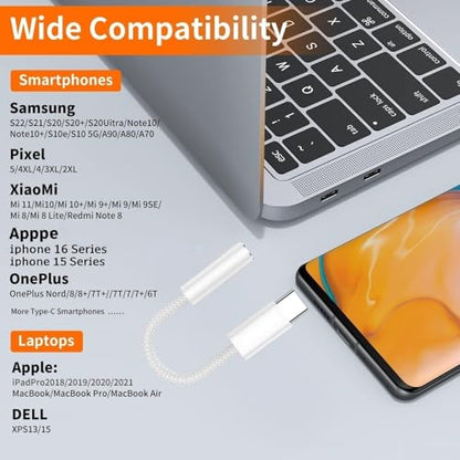 10Pack USB C to Headphone Jack Adapter,USB c to 1/8 inch Audio Adapter Compatible with iPhone 16 15 Samsung Galaxy S25,S24,S23 Ultra, Note 20, iPad Pro, MacBook, Pixel XL and More - size: 10 Pack