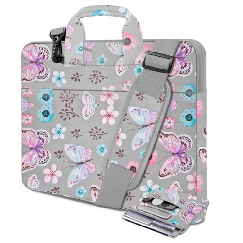Laptop Case 15.6 inch Shoulder Bag, Durable Shockproof Protective Computer Carrying Briefcase with Multi-Pockets and Strap Compatible with Most 15.6 inch Notebooks,Butterfly - color: Butterfly, size: 15.6"