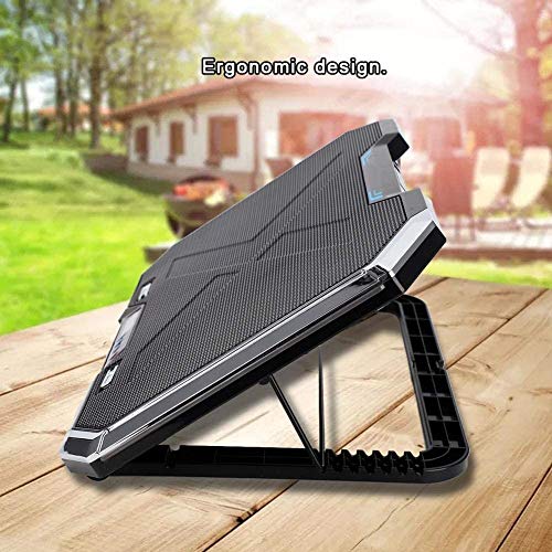 Laptop Cooling Pad 6 Fans Up to 18 Inch Heavy Notebook Cooler, 6 LED Lights, 2 USB Ports,Multi-Angle Adjustment Base Computer Heatsink