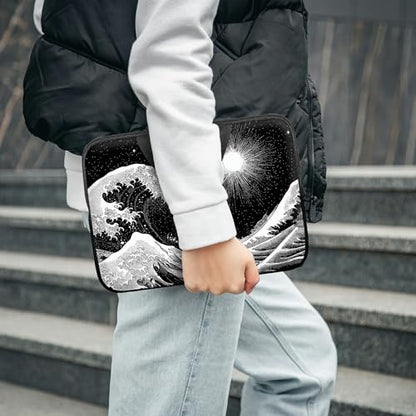 Laptop Sleeve with Handle 13 Inch, Waterproof Laptop Case Bag, Black Wave Pattern Design Computer Sleeve Compatible with MacBook Air, Pro, HP, Dell, Lenovo, ASUS - color: Black Wave, size: 13inch(13-13.6")