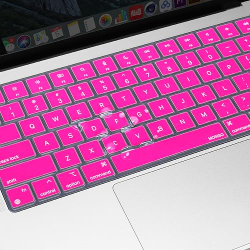 MOSISO Keyboard Cover Skin Compatible with MacBook Air 15 inch M3 M2 | A3114 A2941/Air 13.6 A3113 A2681/Pro 14/16 M4 M3 M2 M1, Bright Rose - color: Bright Rose