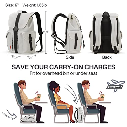 mixi Travel Laptop Backpack for Women & Men Carry On Backpack fits 16'' Laptop, Waterproof Lightweight Casual Hiking Weekender Bags Rucksack,17 Inch, Interstellar White | Carry On Backpack - color: Interstellar White