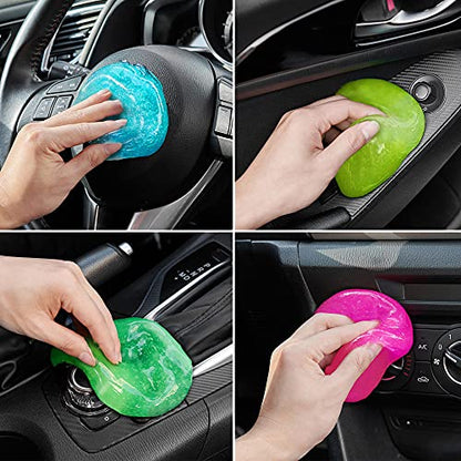 Car Cleaning Gels 4-Pack, Car Cleaning Putty Universal Auto Detailing Tools Car Interior Cleaner, Dust Cleaning Slime, Car Accessories for Car Vents & Keyboards, Clean Supplies– 320g (2.8oz/pcs) - color: Blue,Yellow,Green,Pink