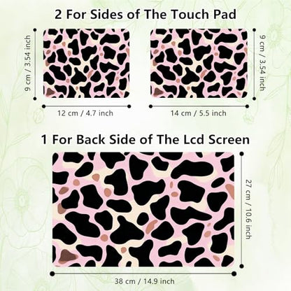 Laptop Skin Sticker Decal, Universal Reusable Vinyl Laptop Cover for 12" 13" 13.3" 14" 15" 15.4" 15.6" Notebook PC, Reusable Waterproof Scratch-Resistant with 2 Wrist Pads,Black Cow Print - color: Black Cow Print