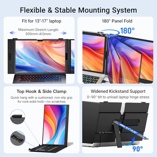 Laptop Screen Extender, 14" FHD 1080P Laptop Monitor Extender, Ultra-Thin Portable Monitor for Laptop with USB-C/HDMI Port, Plug & Play for Windows/Mac/Android/Switch/PS5/Chrome - size: 14"